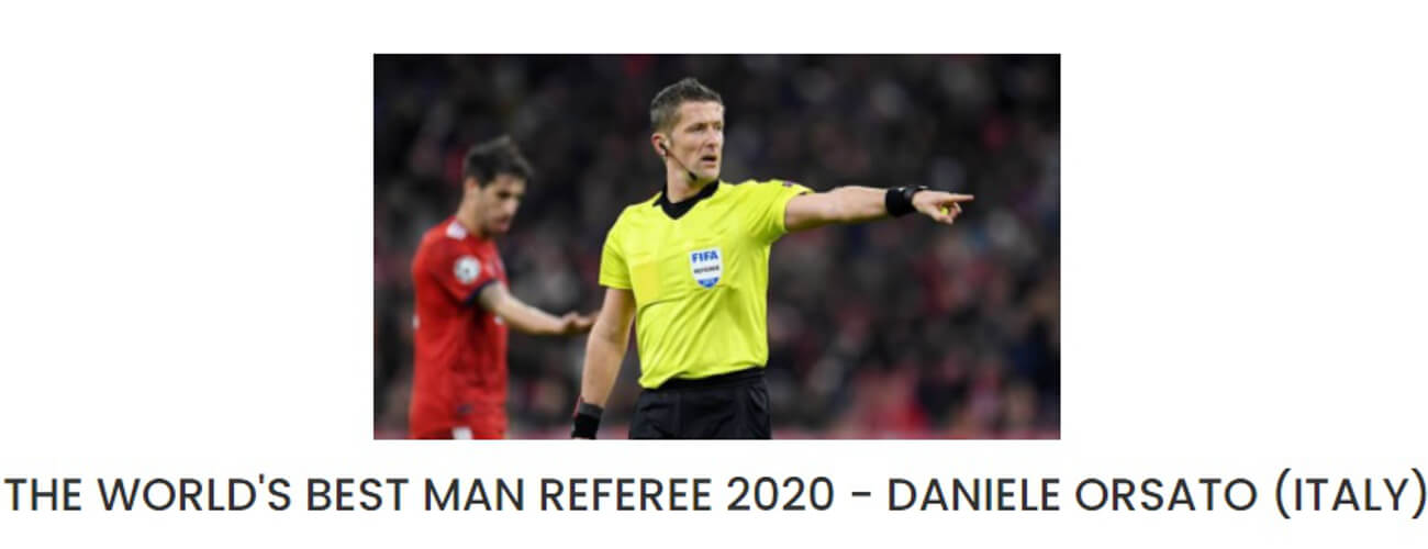 Daniele Orsato élu Meilleur Arbitre 2020 au Monde !